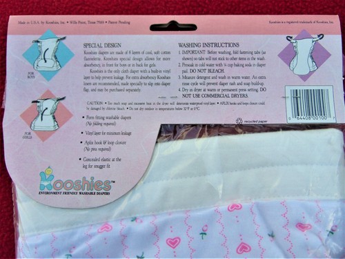 KOOSHIES ~ 100% COTTON REUSABLE CLOTH DIAPER ~ FOR NEWBORN TO 22 LBS.~ BRAND NEW - Picture 5 of 5