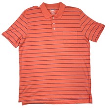 Foundry Polo Mens XLT Orange Striped Short Sleeve 3 Button Pocket Golf Shirt