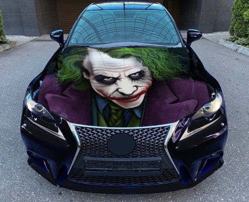 Joker Car Hood Wrap Full Color Vinyl Decal Villain Sticker Fit Any Car #8 - Picture 1 of 2