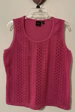 Rafaella Womens Large Pink Layered Sleeveless Stretchy Blouse! A4592