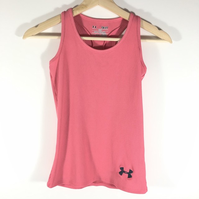 Under Armour Heatgear Fitted Ribbed Tank Top Pink Youth Girl’s Small S