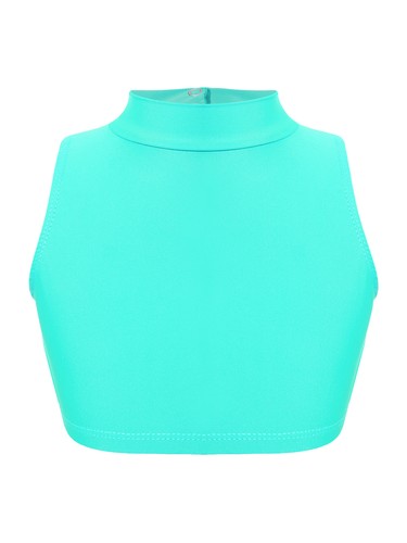 Girls Athletic Sports Crop Tops Vest Cross Back Mock Neck Ballet Dance Tank Top - Picture 61 of 64