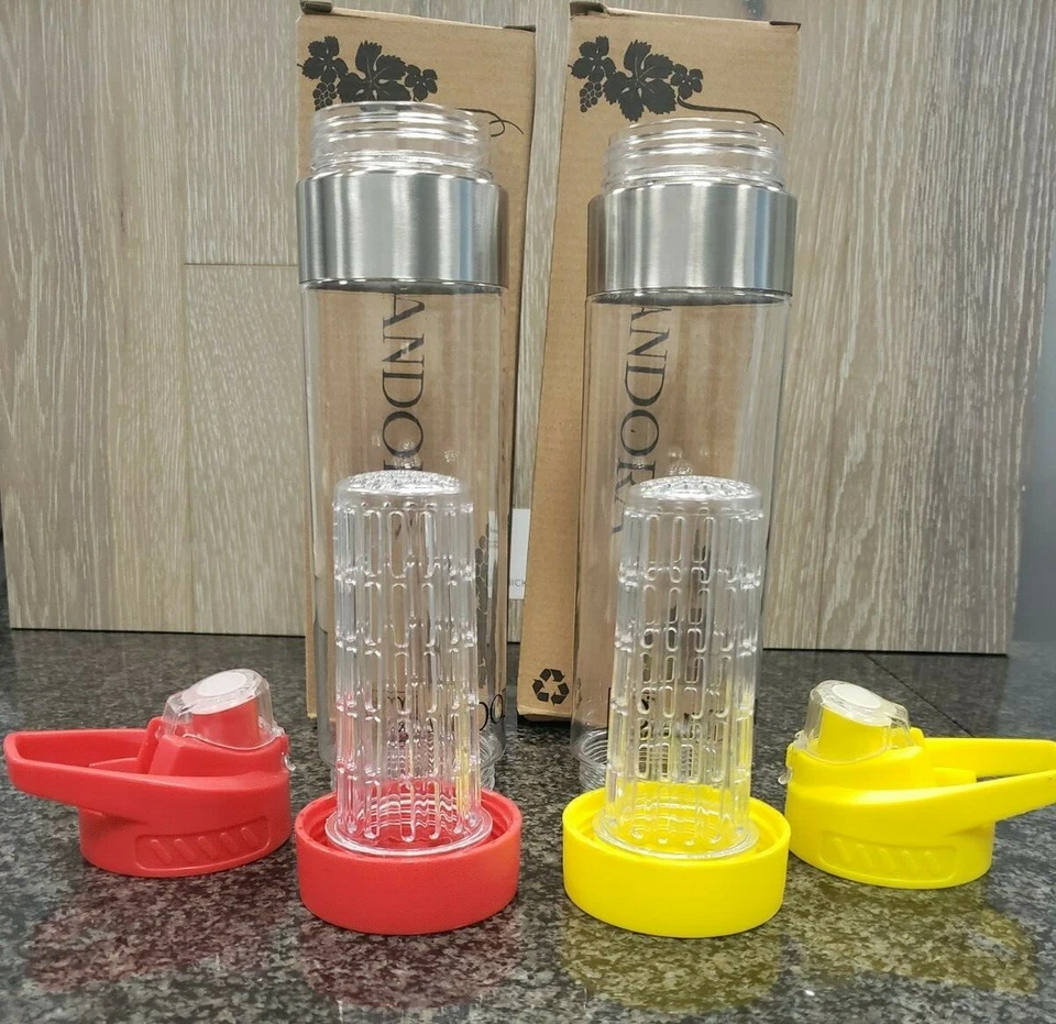 2 botellas de Pandorafrut.  Botella de agua infusora de frutas de carga inferior 24 oz, venta en EE. UU. Foto 4 de 4