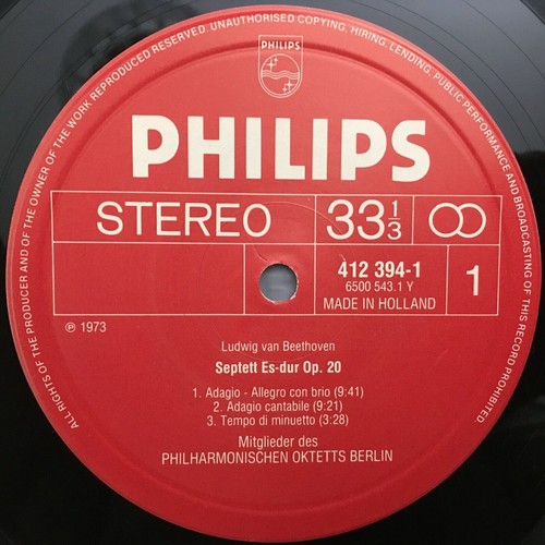 S792 Beethoven Septet Members of Philharmonic Octet BPO Philips 412 394-1 Stereo - Picture 2 of 3