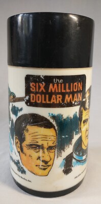 1974 Six Million Dollar Man Aladdin Thermos Only TV Show Steve Austin Cyborglike