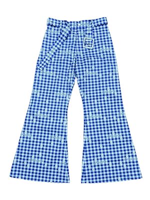 Courreges Blue Checkered Wide Pants Size EU 38 fits US 30