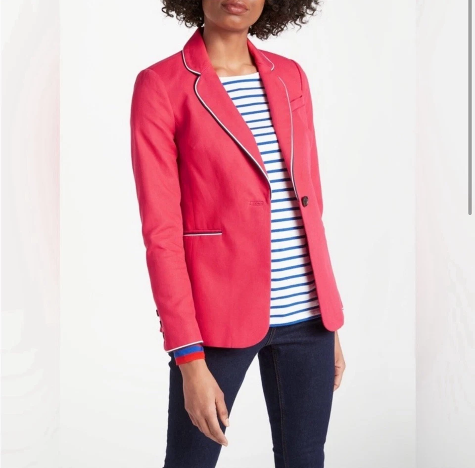 Blazer de mujer Boden de algodón lila rojo hibisco talla 6R traje chaqueta con un solo botón Foto 3 de 4