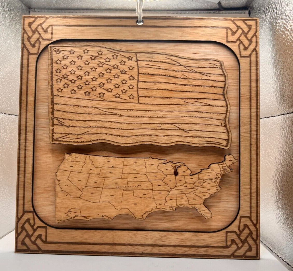 America us flag wood laser designer