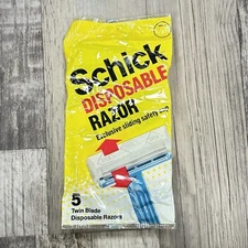 Schick Disposable Razor Twin Blade Package Of 5 Razors NEW NOS Vintage USA 80's