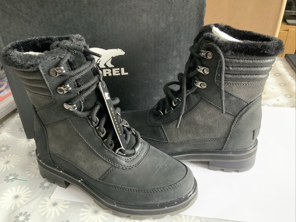 Sorel Lennox Lace Cozy STKD WP Women's Boots Jet Black UK Size