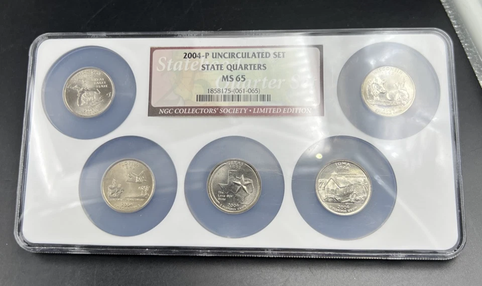 2004 P Complete 5 Coin BU State Quarters Set NGC MS65 Texas Florida Iowa & more! - Image 3 of 4