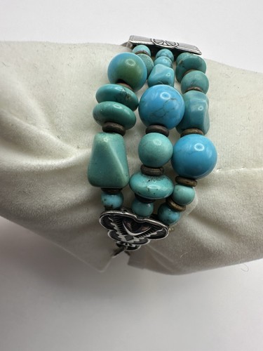 Peyote Bird Womens Quartz Watch Sterling Silver Turquoise Beaded Band - Picture 3 of 12
