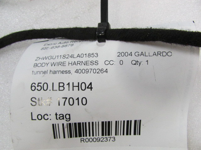 Lamborghini Gallardo, Tunnel Harness, Used, P/N 400970264