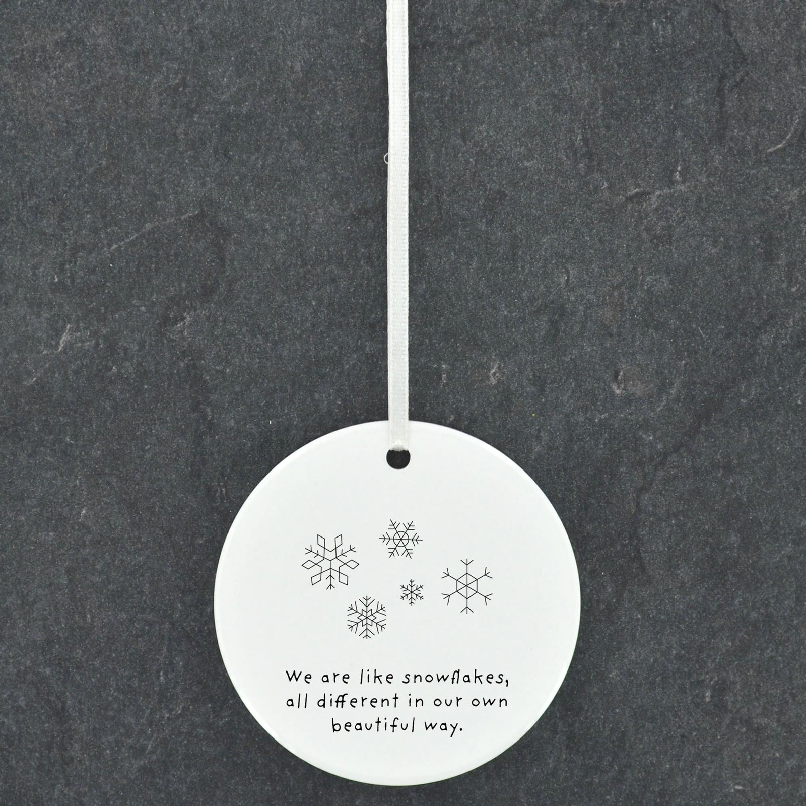 Different & Beautiful Snowflakes Line Drawing Ceramic Christmas Bauble Ornament