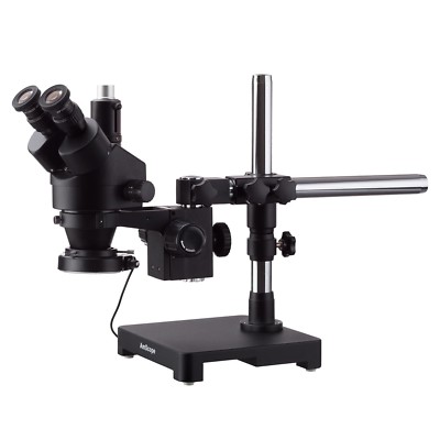 AmScope 7X-45X Trinocular Stereo Zoom Microscope Boom + 144-LED