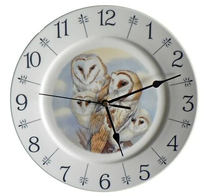 Owl barn owl design 10.5" large ceramic wall clock - boxed - Image 1 of 2