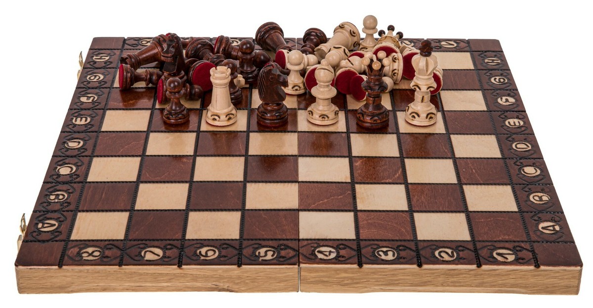 Scacchi In Legno AMBASCIATORE AG – Scacchiera Pieghevole 53x53 Cm – Pezzi Torniti In Carpino - 2