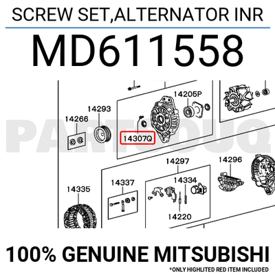 MD611558 Genuine Mitsubishi SCREW SET,ALTERNATOR INR OEM | eBay