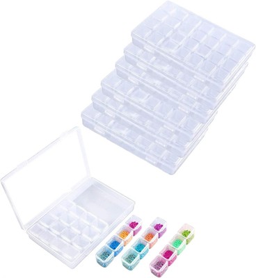 6er-Pack 28 Gitter Aufbewahrungsbox mit abnehmbaren Fächern Aufbewahrung zum Selbermachen Nail Art