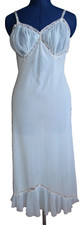 Vtg 50's Vanity Fair Powder Blue Chiffon Pleated Top  Hemline Slip Size 32