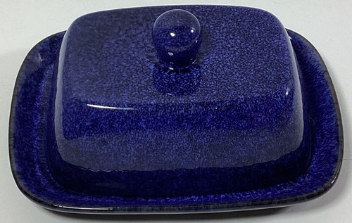 Blue Pottery Ceramic Cobalt Blue Rectangle Butter Cheese Dish with Lid - Picture 2 of 14