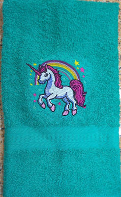 Embroidered Tea Leaf Green Mainstays Bathroom Hand Towel Colorful Unicorn HS2302