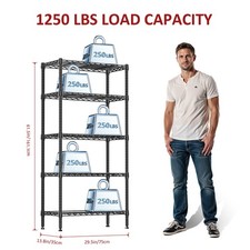 61.5"H Heavy Duty Shelving Storage Shelves 5 Tier Metal Shelving Units Shelves