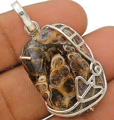 Natural Turtella Jasper 925 Solid Sterling Silver Pendant Jewelry