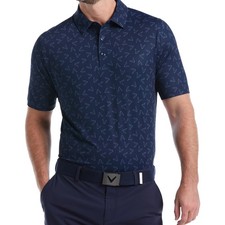 Callaway Men's All-Over Chevron Printed Short Sleeve Golf Polo -Moisture Wicking