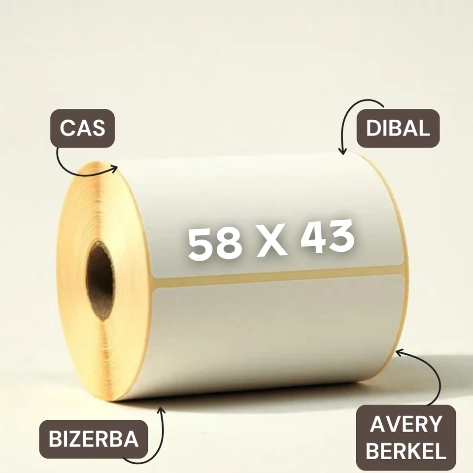 SOFTWARE RETAIL Label 58x43mm Scale Labels 8, 16, 24, 44 Rolls CAS, Dibal, Bizerba, Avery Berkel