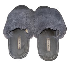 Laura Ashley Furry Blue One Size 6-8 Slip On House Slippers