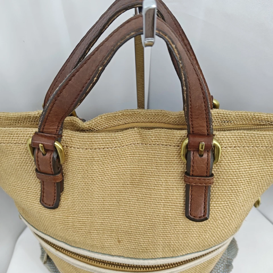 Bolso de Mano Fossil Explorer Dos Tonos Gris Tostado Yute Plegable Bandolera Foto 4 de 4