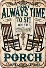 Vintage Porch Rocking Chairs Tin Metal Signs Print Aesthetic Decoration for Home