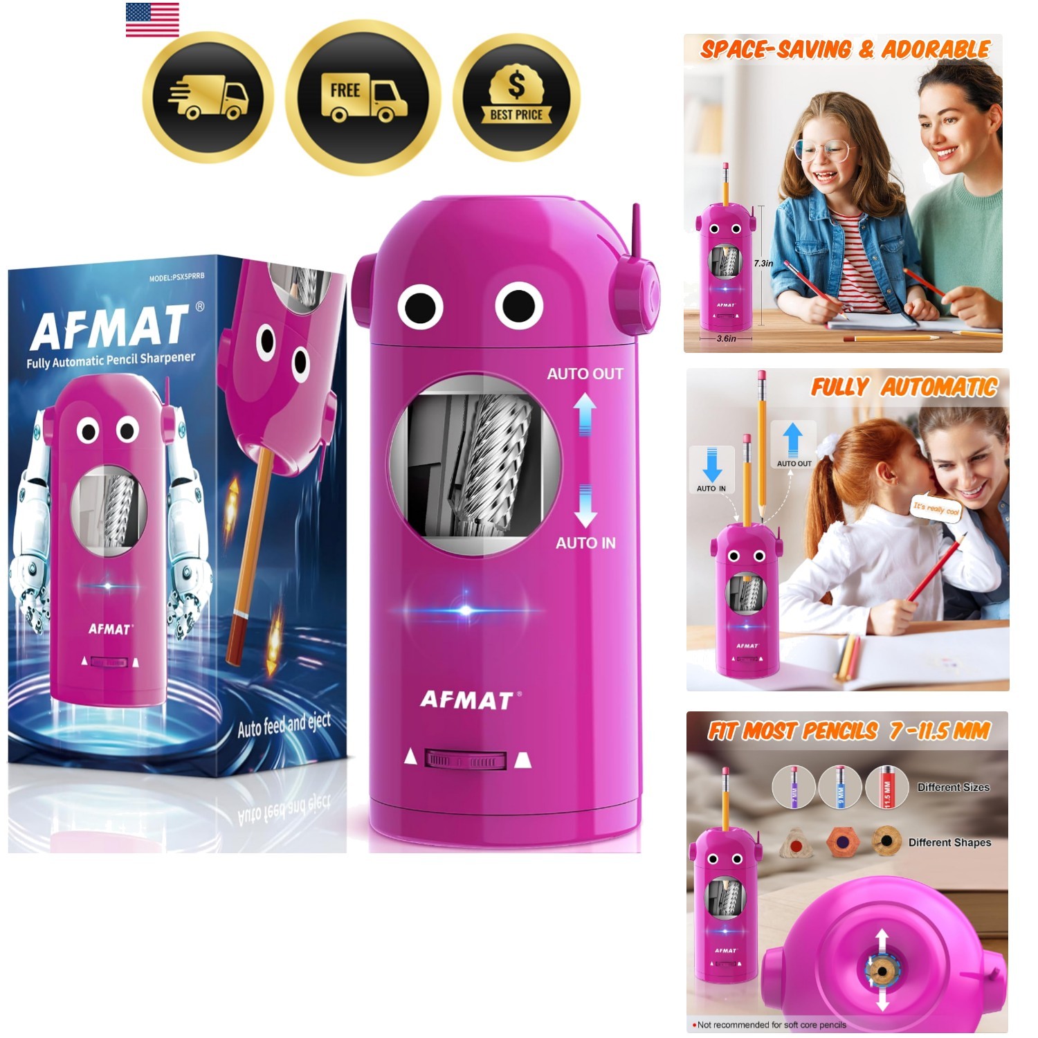 Sharpener For Colored Pencils 7-11.5mm, Fully Automatic Robo