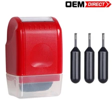 0.67In Identify Theft Protection ID Guard Wide Roller Stamp w/ 3 Ink Refill Red