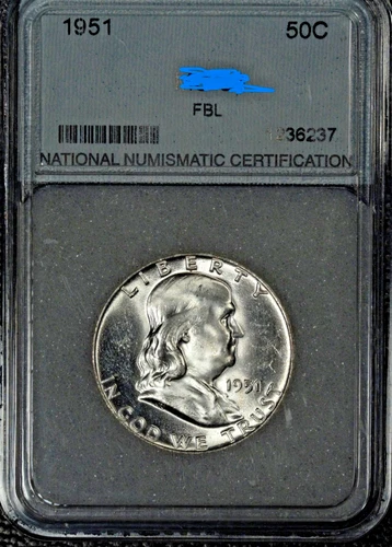 1951 Franklin Half $ ,Very Choice BU FBL, National Numismatic Certification, NNC