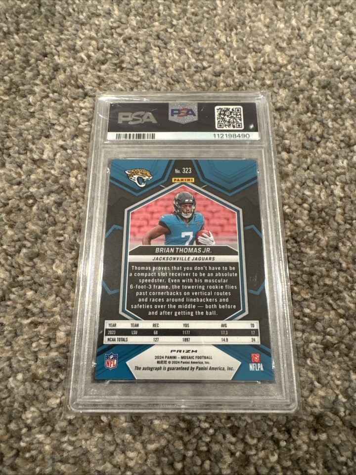 Carte Panini Mosaic 2024 BRIAN THOMAS JR. - PSA 10, Variante Honeycomb, Rookie Des Jaguars