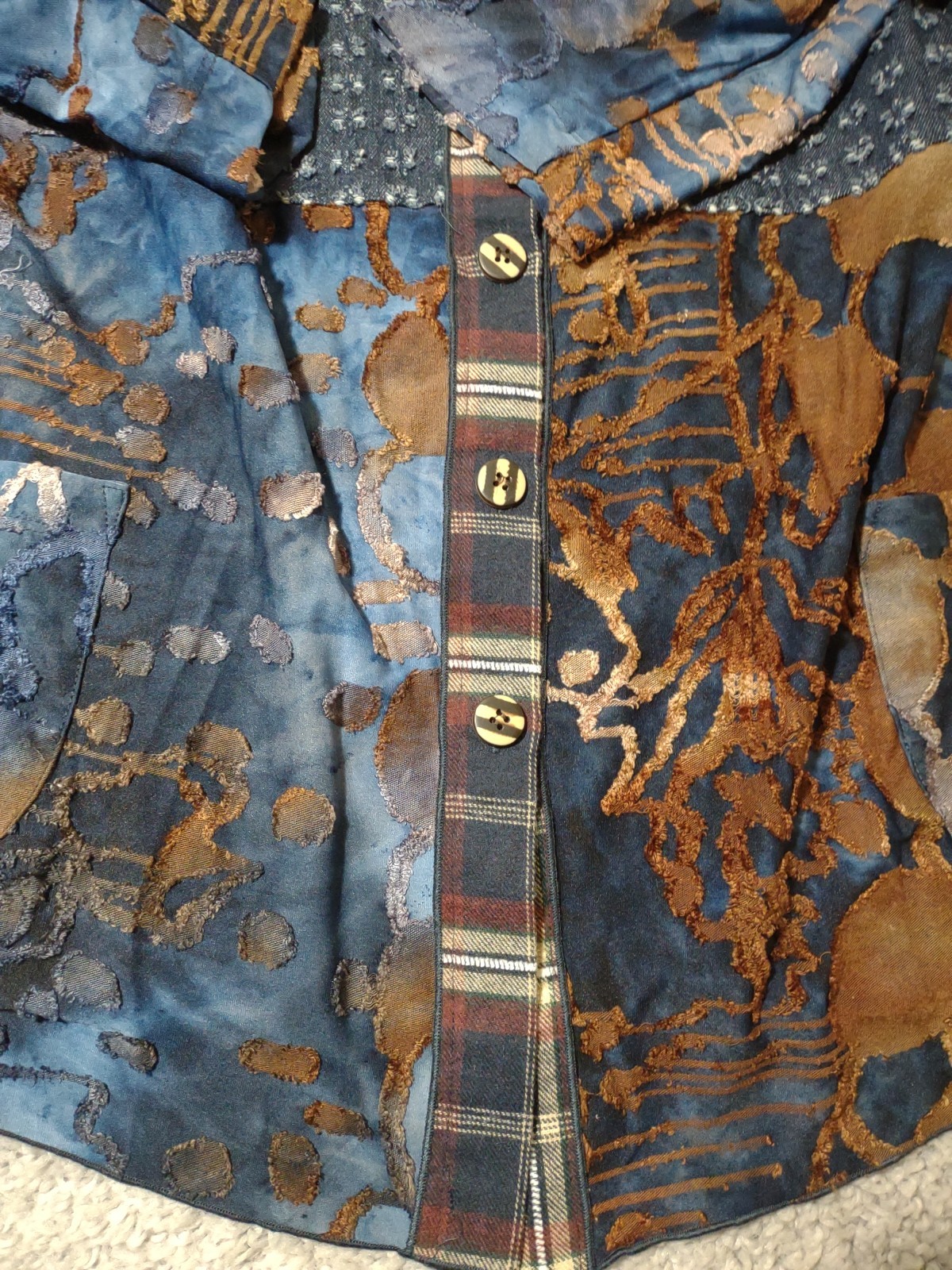 Ali Miles Size M Button Up Top Patchwork Mixed Pr… - image 6