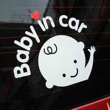 "Baby In Car" Waving Baby on Board Safety Sign Cute Car Decal / Vinyl Sticker