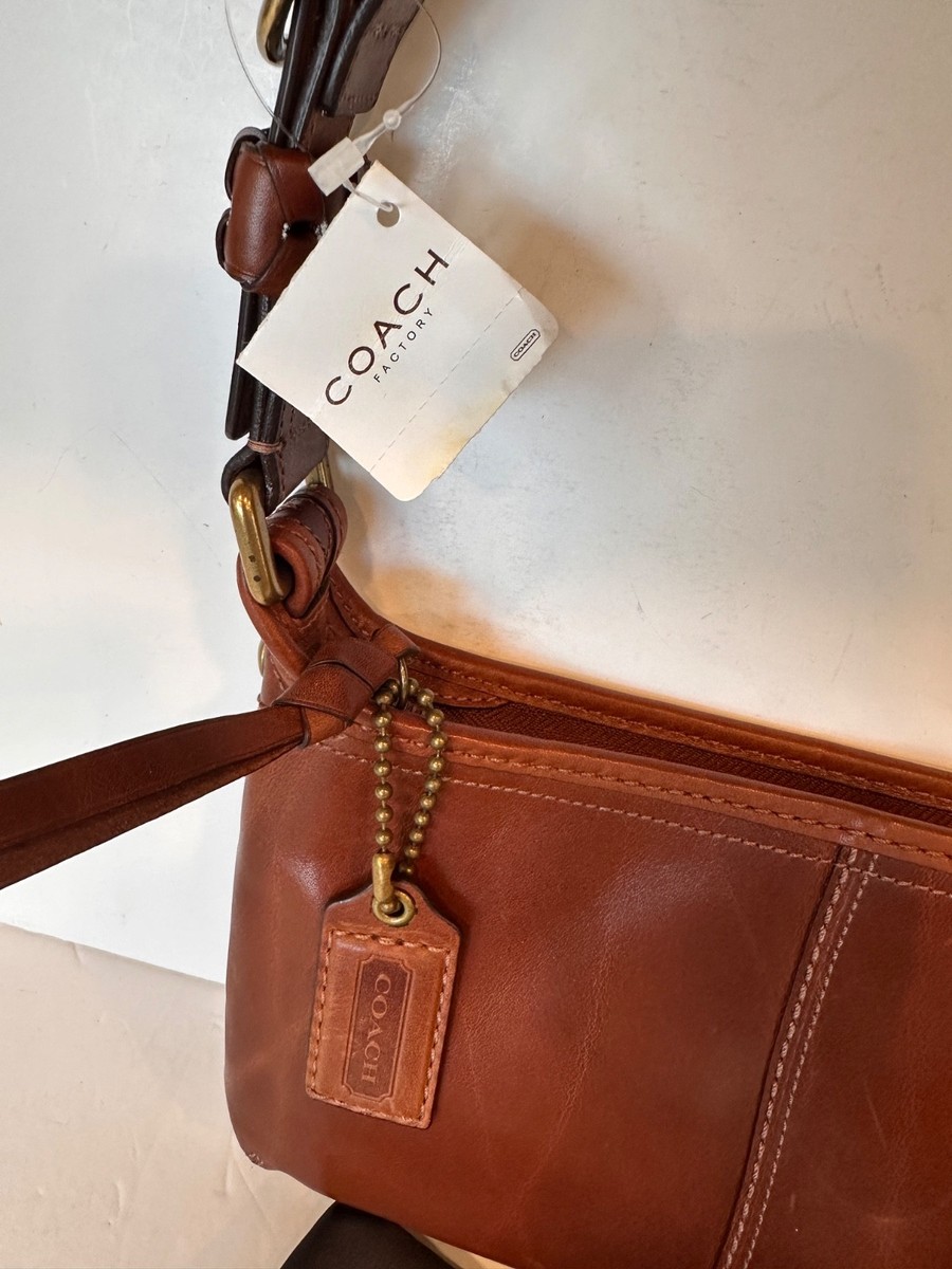 NEW COACH Bleecker Tattersall Rust/Burnt Orange Leather Shoulder