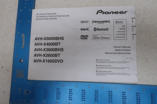 Pioneer AVH-X5600BHS AVH-4600BT AVH-X3600BHS DVD RDS AV Receiver Owners Manual