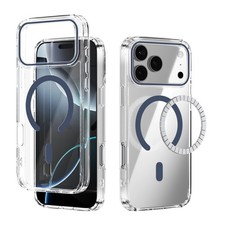 For iPhone 13 14 15 16 17 Pro Max Shockproof Magnetic Hard PC TPU Clear Case