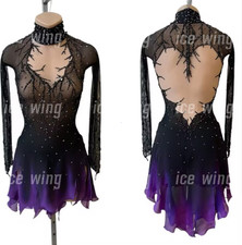 Ice Figure Skating Dress Rhythmic Gymnastics Twirling Competition black dyeing