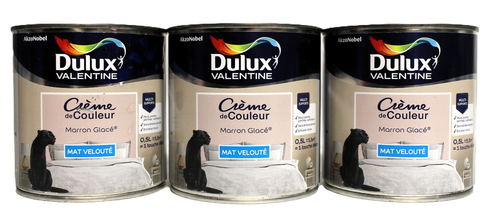 Peinture Marron Glacé Dulux Valentine Mat Velouté Masque Imperfections 3 X 0,5L