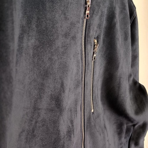Banana Republic Vegan Suede Bomber Jacket Mens Size M Navy Blue Pockets Indie - Picture 3 of 12