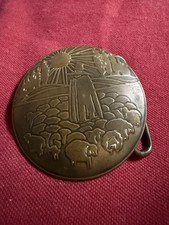 Shepherd Flock of Sheep Sunrise Vintage 1970's Solid Brass Belt Buckle