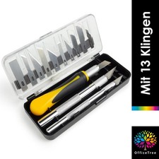 OfficeTree Skalpell Bastelmesser Set mit 3 Griffen und 13 Ersatzklingen
