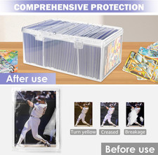 Trading Card Storage Box with 2 Dividers,Toploads Storage Box Plastic Basebal...