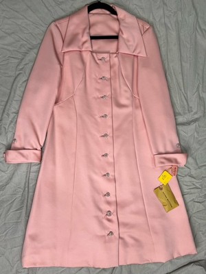Saks Fifth Avenue Vintage Mid Length Pink Rhinestone NOS NEW Tags Jacket Coat