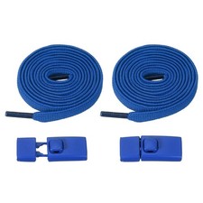 No Tie Shoelaces with 2 Metal Square Buckle Clips, 1Pair  Blue